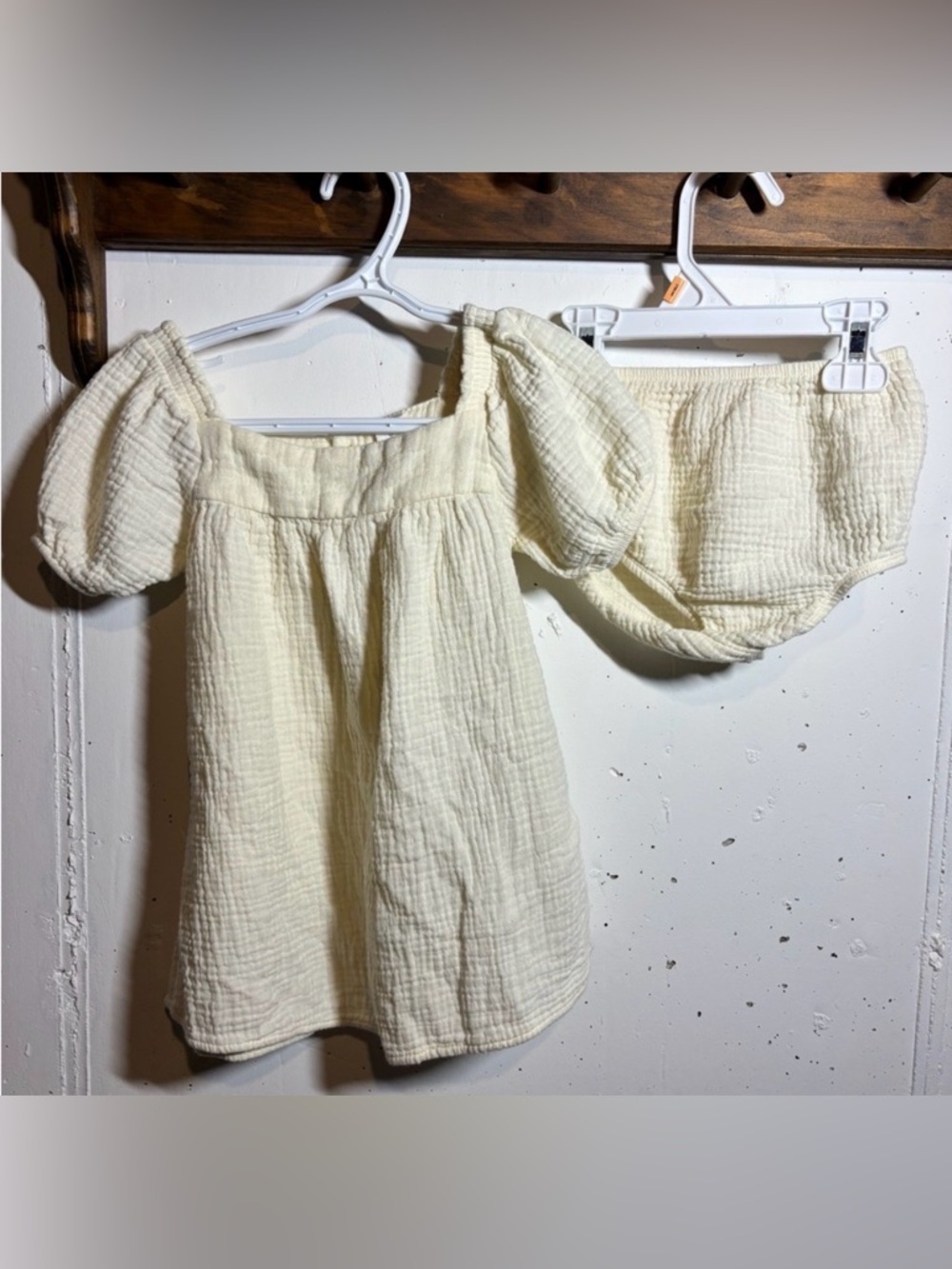 Girls Cream Baby Dress Set